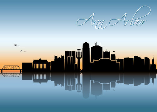 Ann Arbor skyline - Michigan, United States of America, USA - vector illustration - Vector
