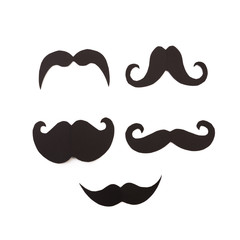 Happy Father's day background or card. black sign of mustache  empty copy space for inscription.