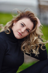 Spring portrait of happy girl on a walk