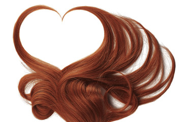 Henna hair in shape of heart, isolated on white background
