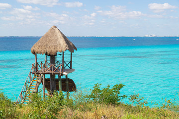 Beautiful turquoise water of the Caribbean Sea. island Isla Mujeres, Mexico. 