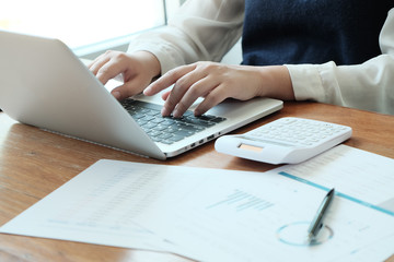 Fototapeta premium Business People Meeting Design Ideas with pen analyzing financial documents professional investor working new start up project. Concept. business planning in office.