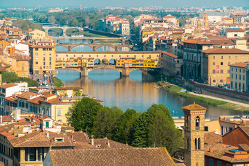 Fototapeta na wymiar Florence, Tuscany / Italy: Ponte Vecchio seen from Piazza Michelangelo