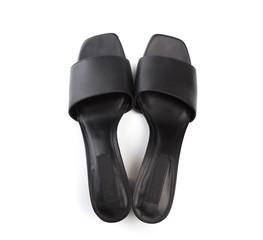 Womans summer  leather sandals isolated on white background