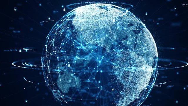 Cyber security and global communication concept.