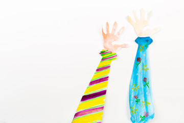 Happy fathers day sign on paper  laid on white backround.