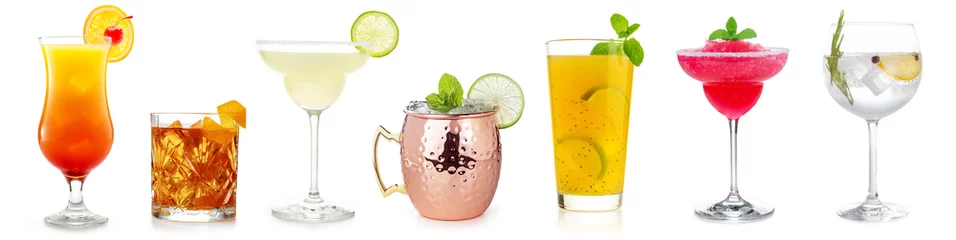 Foto op Plexiglas cocktails collectie geïsoleerd op een witte achtergrond © popout