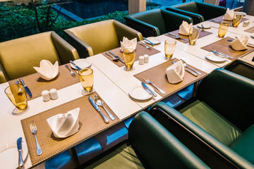 dinner table in luxury hotel