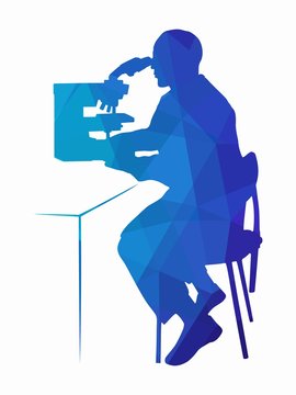 recommend clip art: illustration of a scientist with microscope  , vector draw