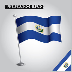 EL SALVADOR flag icon. National flag of EL SALVADOR on a pole