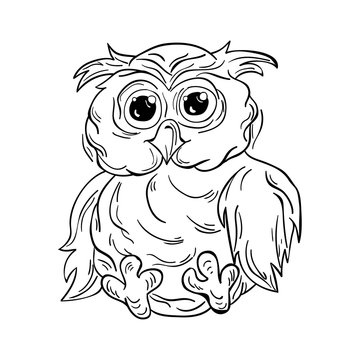Cute cartoon knowledge. Hand drawn illustration for t-shirt print design, book, greeting card. The owl is made in black and white color. Child character. Funny owlet in shock Stock Vector | Cute cartoon knowledge. Hand drawn illustration for t-shirt print design, book, greeting card. The owl is made in black and white color. Child character. Funny owlet in shock Stock Vector |