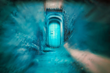 Abstract-concrete blue door