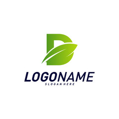 Font with Leaf Logo Design Concepts. Nature Letter D Logo Icon Vector Template. Icon Symbol.