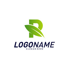 Font with Leaf Logo Design Concepts. Nature Letter P Logo Icon Vector Template. Icon Symbol.