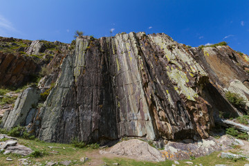 Mountain rock. Bottom view. Altai. Close up.