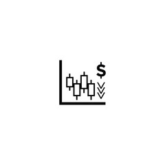 candle down trend dolar icon
