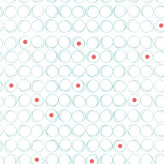 Abstract seamless pattern with circles and red dots