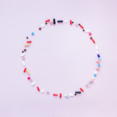 Obraz premium Flat lay medical composition with frame concept