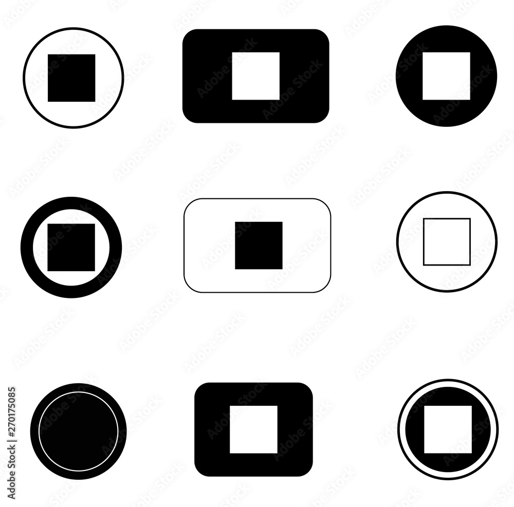 Poster set stop button icon on white background. flat style. stop button icon for your web site design, log
