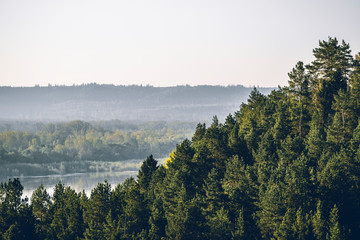 Beautiful summer landscape in Russia overlooking the Vyatka River.