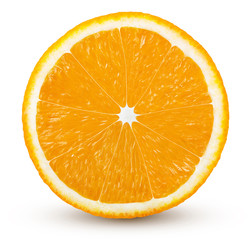 single slice orange  isolated on white background with shadow