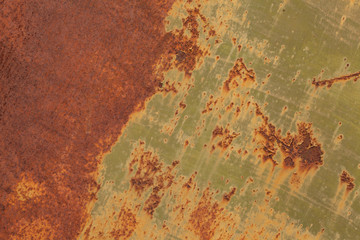 Grunge rusted metal texture. Rusty corrosion and oxidized background. Worn metallic iron panel.