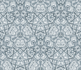 Kaleidoscope seamless pattern. Geometric abstraction on white background. Useful as design element for texture and artistic compositions.