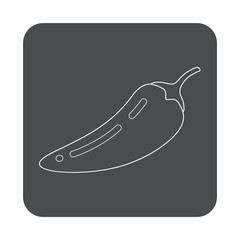 Icono plano lineal pimiento chile picante en cuadrado color gris