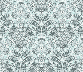 Kaleidoscope seamless pattern. Geometric abstraction on white background. Useful as design element for texture and artistic compositions.