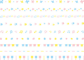 手描き　ラインセット　パステルカラー