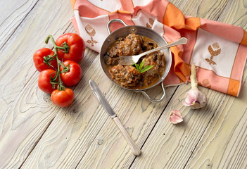 The stewed cod close-up