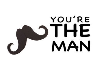 Happy Father's day background or card. black sign of mustache  empty copy space for inscription.