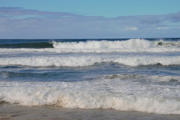 Many many huge white wave and deep blue Australian sea water landscape 