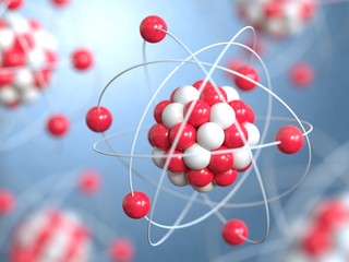 Fototapeta na wymiar Atoms 3d rendering, protons neutrons and electrons