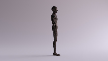 Black Iron Ecorche Muscle and Skeletal System Anatomical Model Right View 3d illustration 3d render
