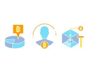 digital currency and bitcoin technology concept icons