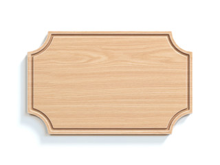 Wooden sign board isolated on white background 3d rendering