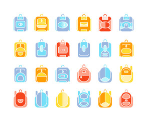 backpack icons set