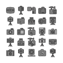 camera and action camera icons, black color theme