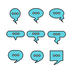 blue dialog, speech bubble set