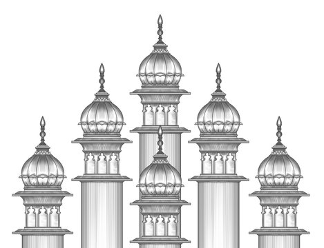 Mughal architectural illustration artwork 