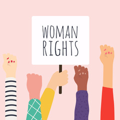 Woman right. Women resist symbol. Vector illustration.