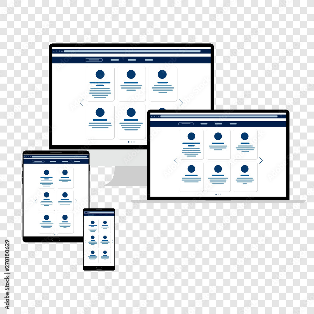 Poster web design. website template for monitor, laptop, tablet, phone. elements for mobile and web applica