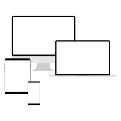 Fototapeta premium Realistic vector laptop, tablet computer, monitor and mobile phone template