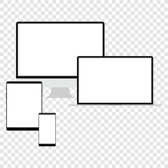 Realistic vector laptop, tablet computer, monitor and mobile phone template