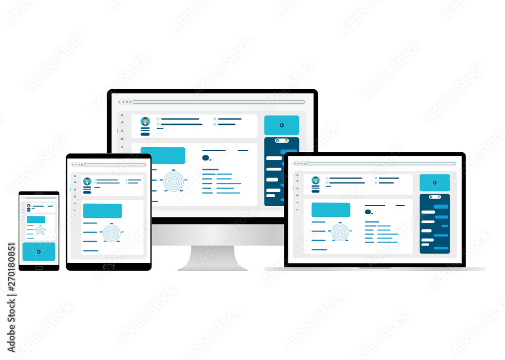 Poster web design. website template for monitor, laptop, tablet, phone. elements for mobile and web applica
