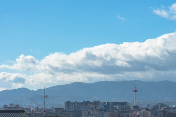 Kyoto city skyline with Kyoto Tower in the morning