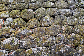 rock and moss wall brick in Japan