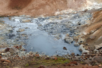 Geothermal area Seltun on South Iceland - incredible place with hot springs and boiling mud