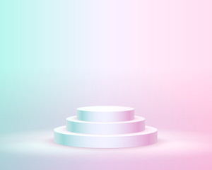 Stage podium with lighting, Stage Podium Scene with for Award Ceremony on pink Background.